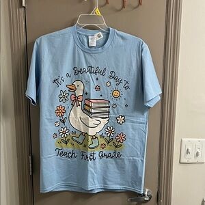 Port and Company Light Blue Short Sleeve Tee with Duck Print